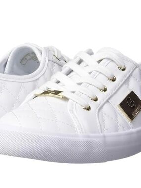 G by Guess Backer 2 Womens White Quilted Low Top Fashion Sneakers Shoes Size 6M